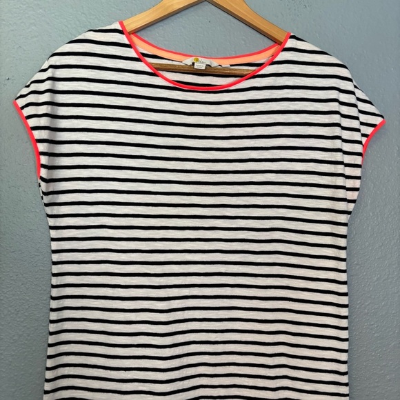 Boden Navy White Stripe Crewneck Mini Dress Short Sleeve Sz 6 Preppy Casual Boho - Picture 4 of 10